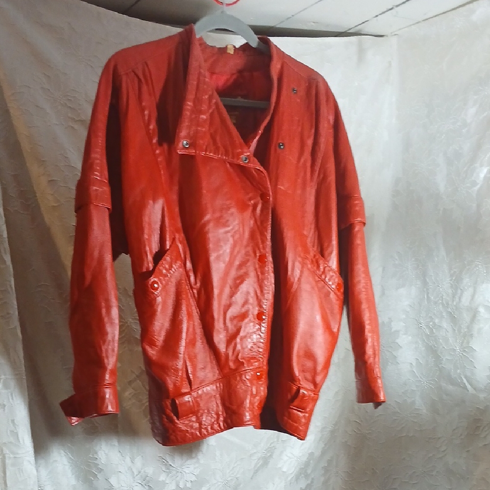 Rare Vintage Red Leather Coat
